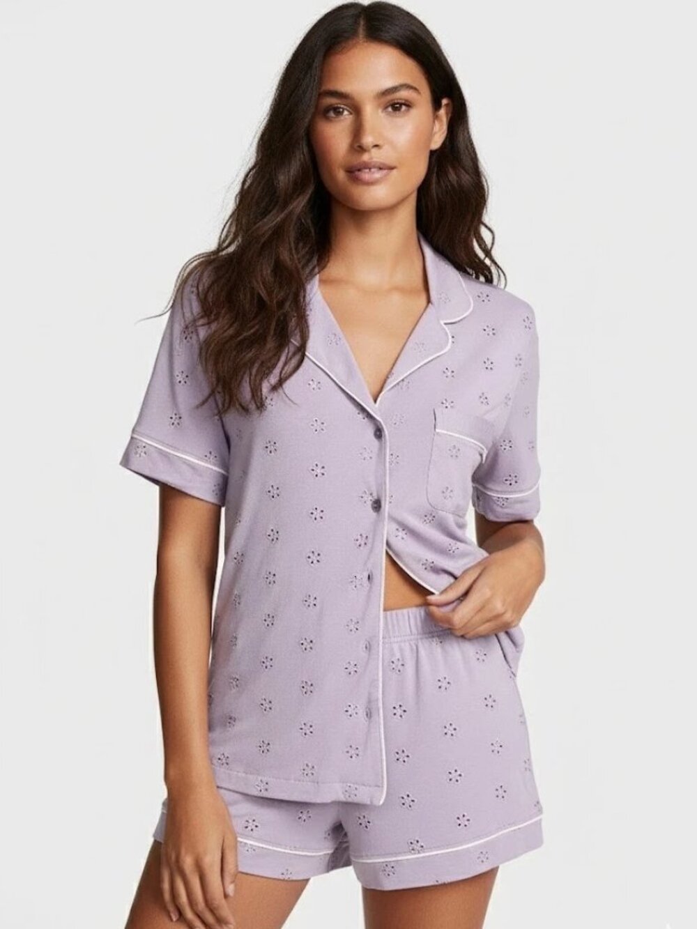 Victoria's Secret Modal Soft Eyelet Sz. S/M Short Pajama Set NWT